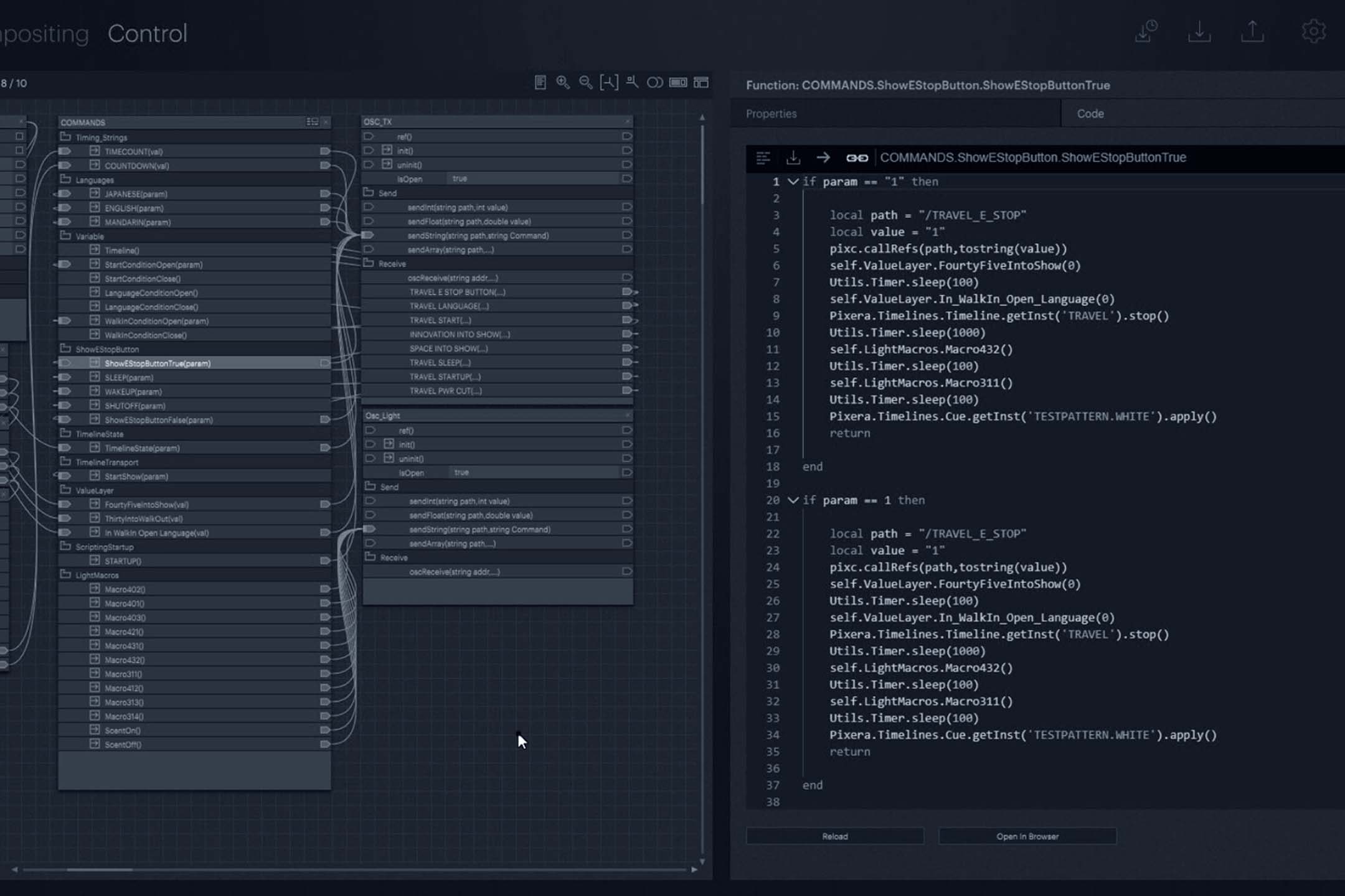 Control Code in Pixera